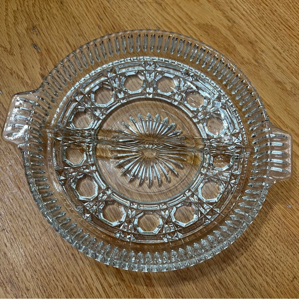 Vintage Federal Glass Windsor Pattern Divided
Relish Dish With Handles.